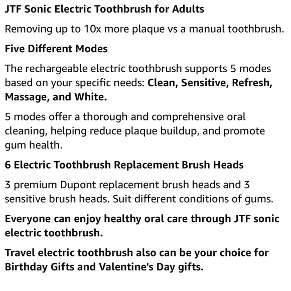JTF Sonic Electric Toothbrush - Picture 8 of 8